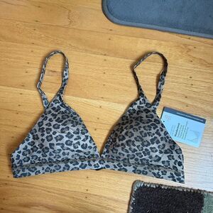 NWT L Wundermost Ultra Soft Nulu Triangle Bralette Lululemon Leopard Mini Brown